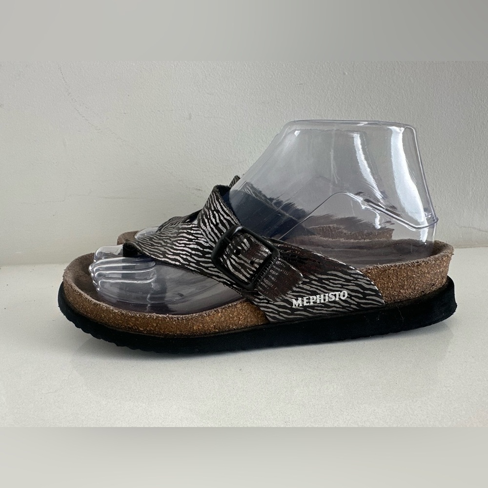 Mephisto Silver Patterned Sandals Womens Size EU 37 US 7